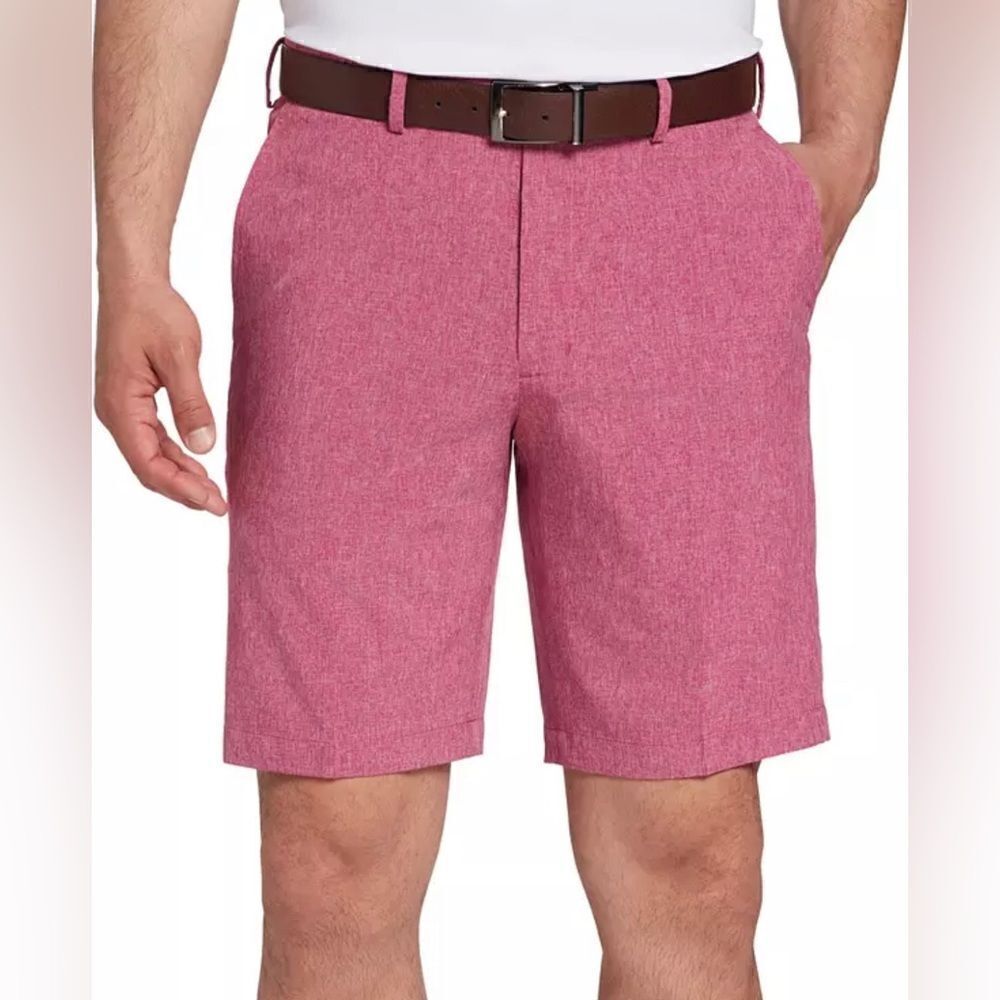 Walter Hagen Men's Pink Performance 11 Majors Textured Grid 10" Golf Shorts W30